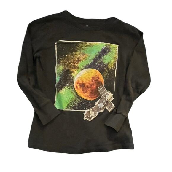 Crewcuts Re-Imagined Black Space Graphic Long-Sleeve Tee - Size S (6-7) - Picture 1 of 4